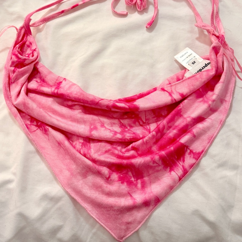 Pink Tie-Dye Halter Top